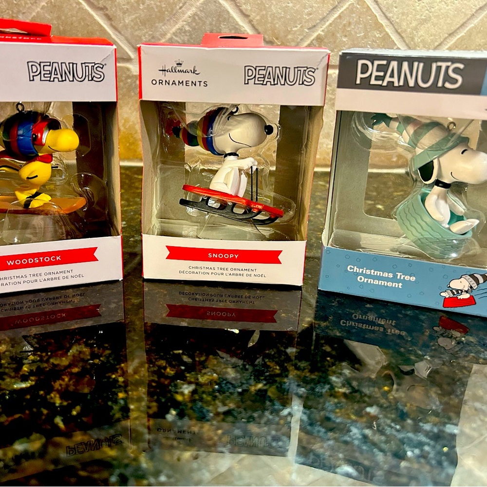 Hallmark Peanuts Christmas ornaments set of 3
